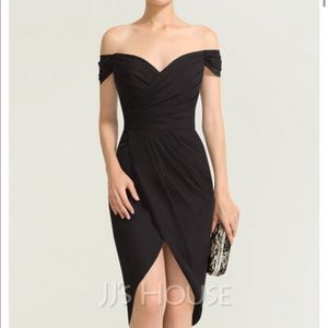 JJ’s off the shoulder, black formal dress